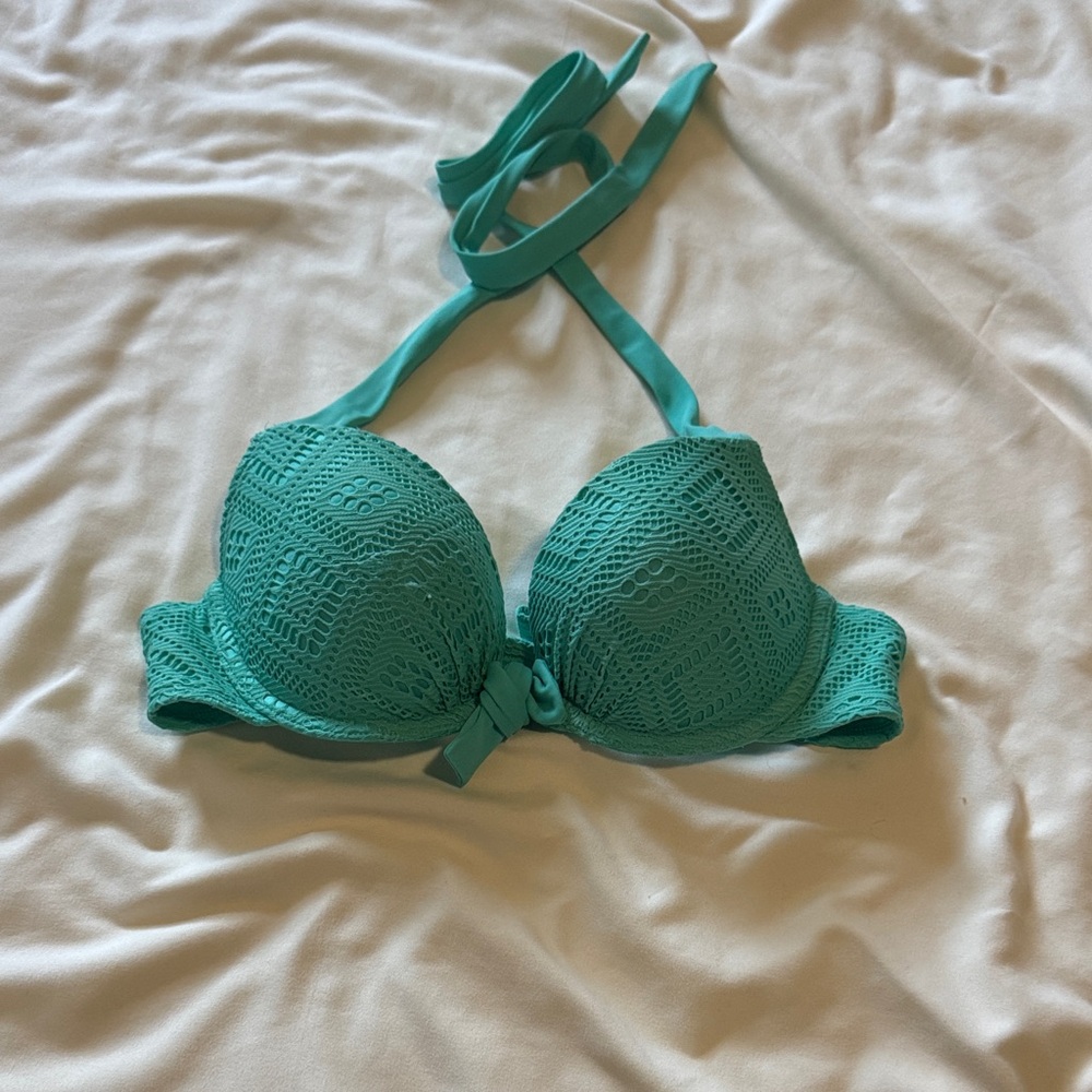 Aerie Teal Lace Halter Bra